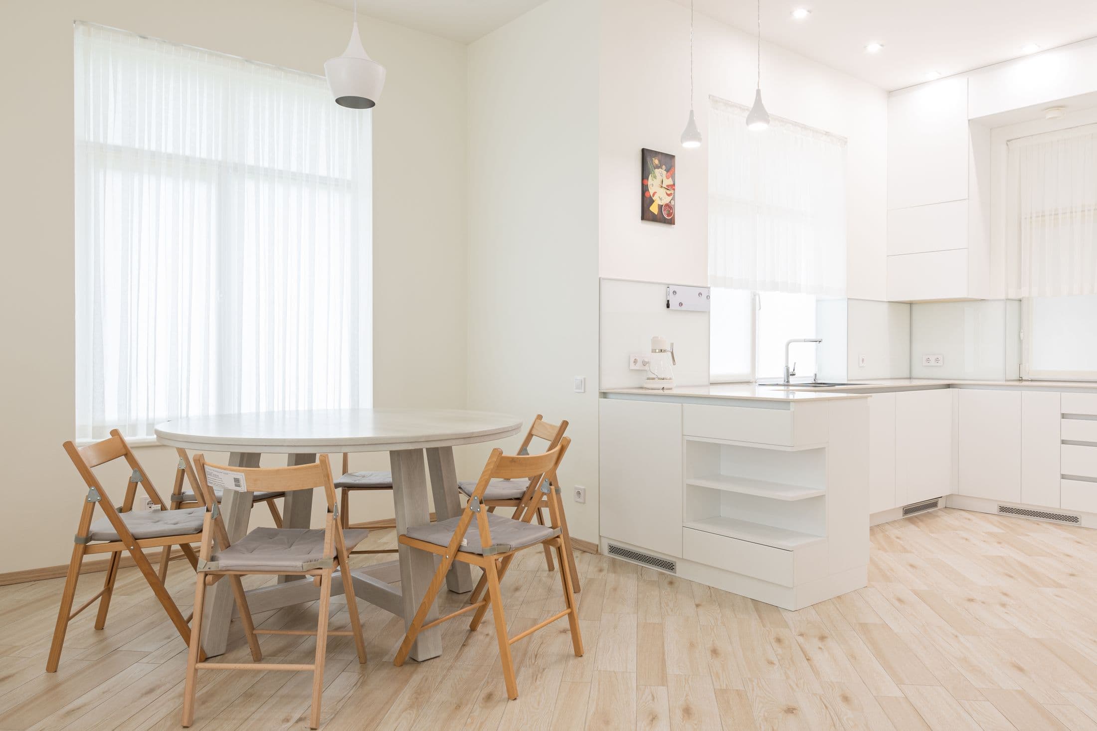 A bright, modern dining room